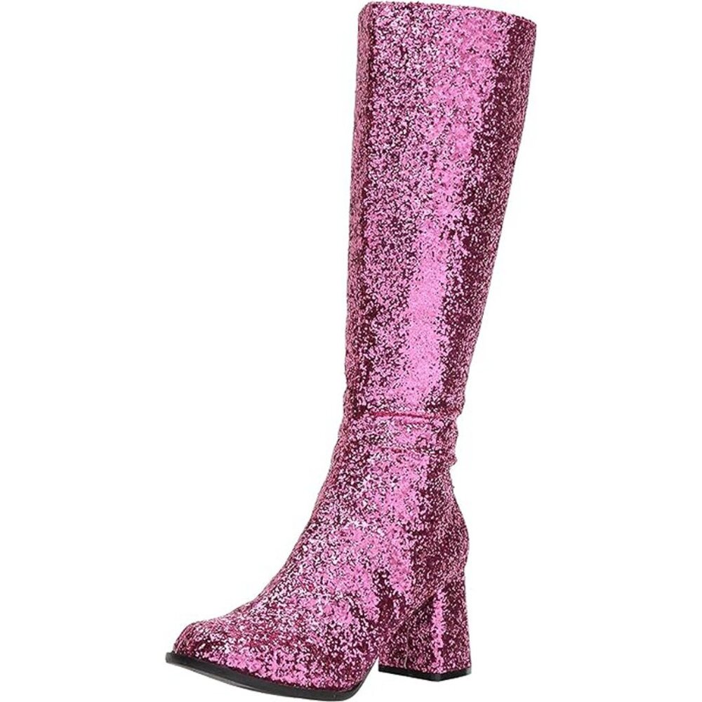 GO GO BOOT, Sz 7, 3" Heel, FUSCIA GLITTER, 15" TALL - Picture 7 of 7